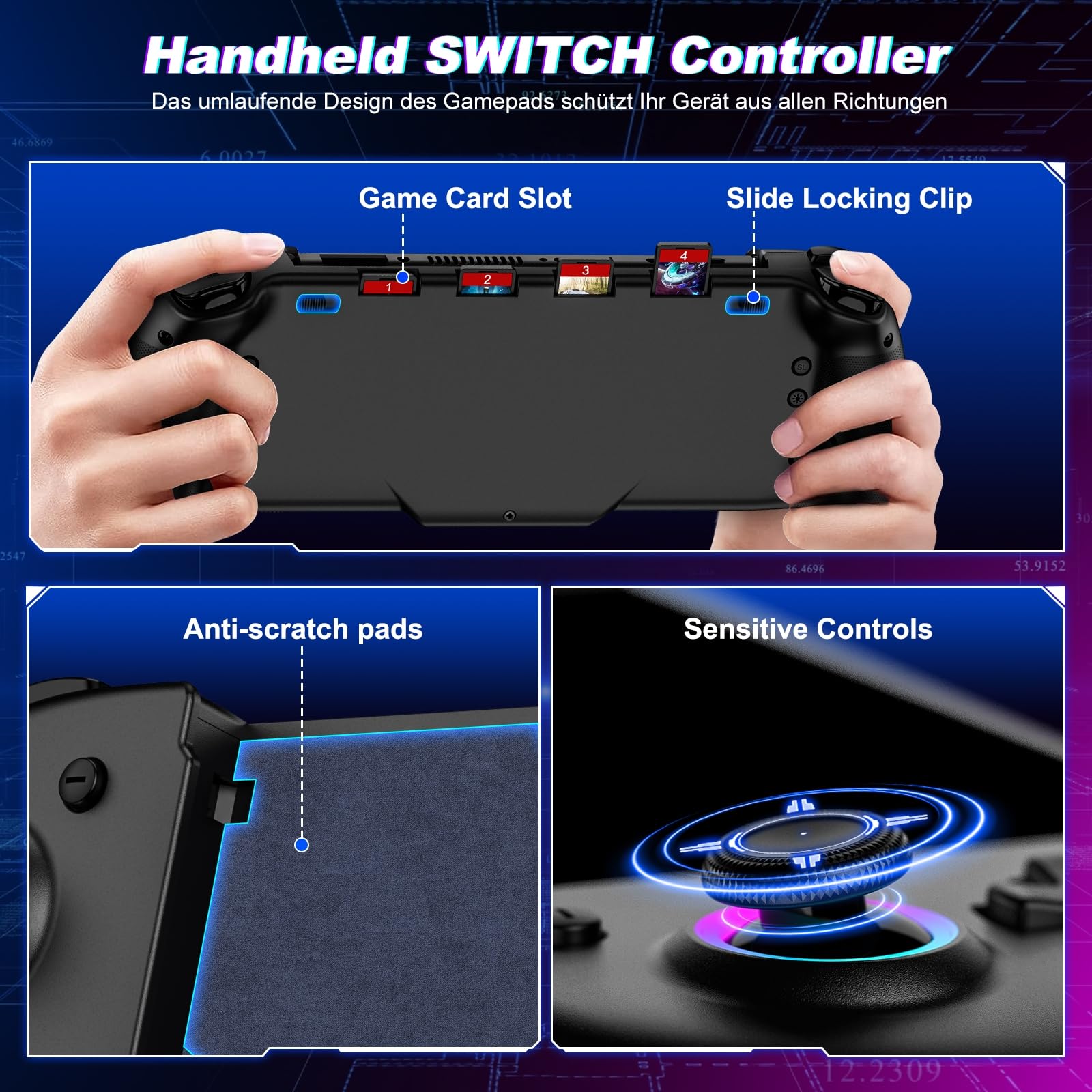 Elegamefy Switch Pro Controller, controller di commutazione manuale con turbo/1000 mAh/giroscopio a 6 assi, vibrazione/interruttore wireless programmabile, per Nintendo Switch/OLED
