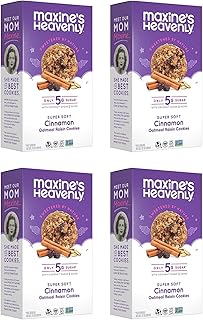 Cinnamon Oatmeal Raisin Cookies | Gluten Free, Made with Oats, Sweetened with Coconut Sugar & Dates | Tasty Low Sugar Vegan Dessert | 7.2 Ounces Each (4 pack)
