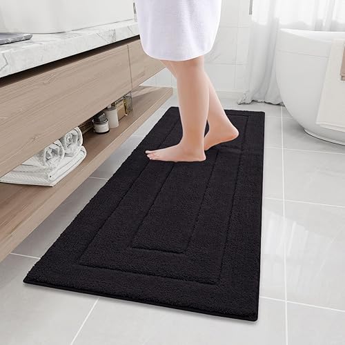 Buganda Tapetes de baño, de microfibra suave y absorbente, antideslizante, esponjoso, lavable a máquina, para suelo de baño, bañera y ducha, 59 x 20