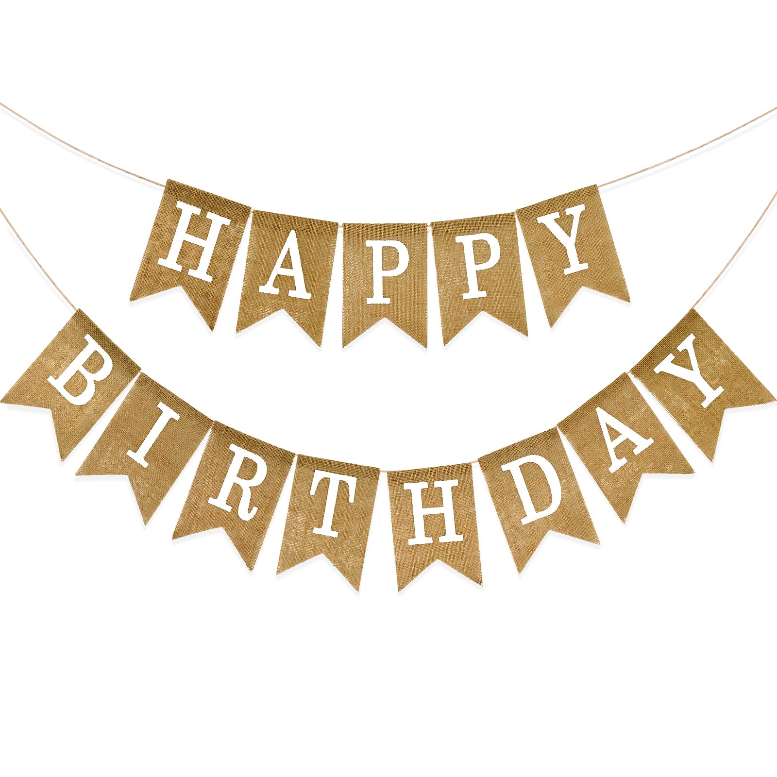 Anwyll Happy Birthday Banner - NO DIY Brown Burlap Happy Birthday Banner Sign Happy Birthdays Party Decoration Happy Birthdays Banners Bunting for Women Men Girl Boy Celebration Party Backdrops