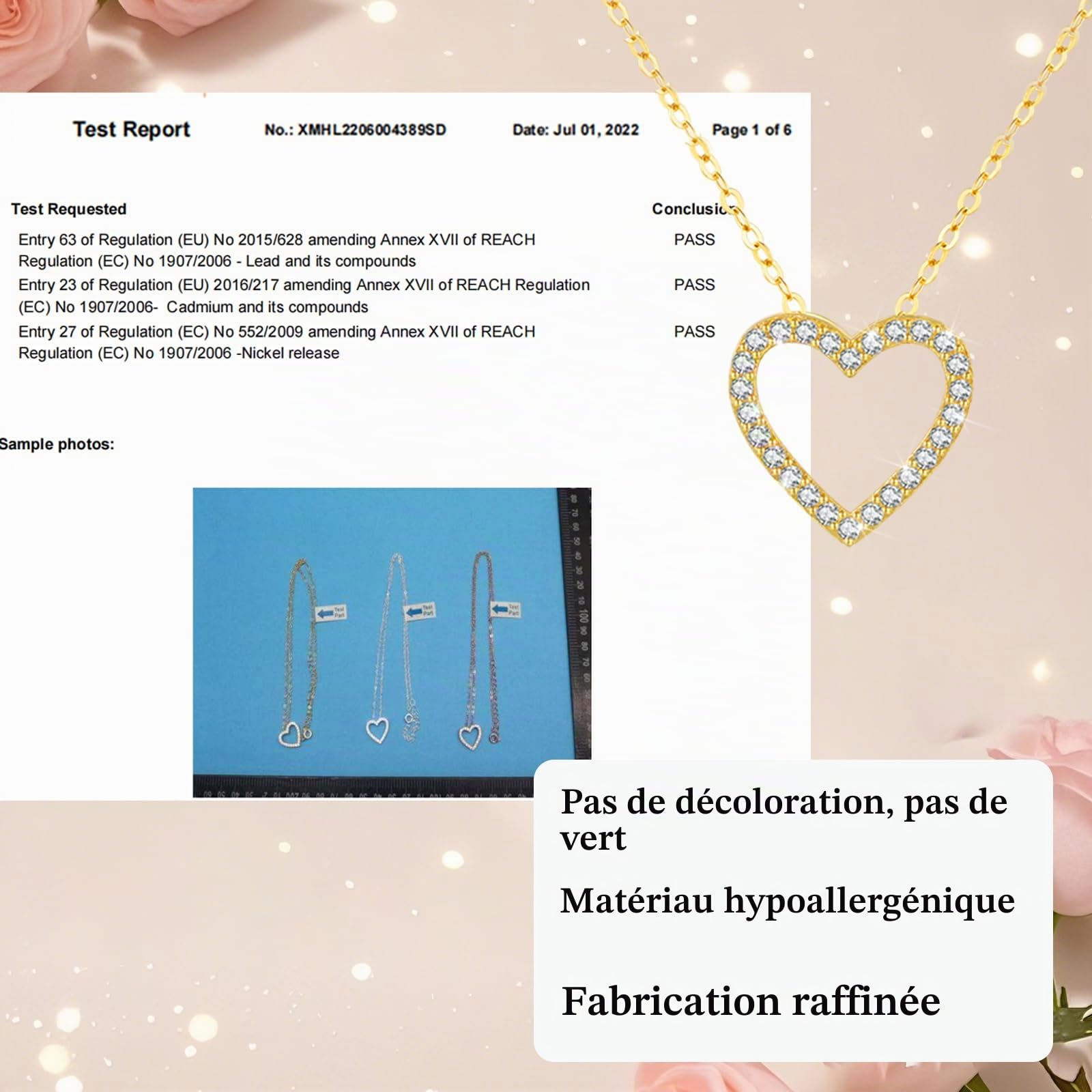 Cadeau pour Femme Rose Éternelle Fleurs Ours Boite avec Collier Coeur Idées Cadeaux Saint-Valentin Fête des Mères Noël Anniversaire de Mariage pour Elle Maman Petite Amie