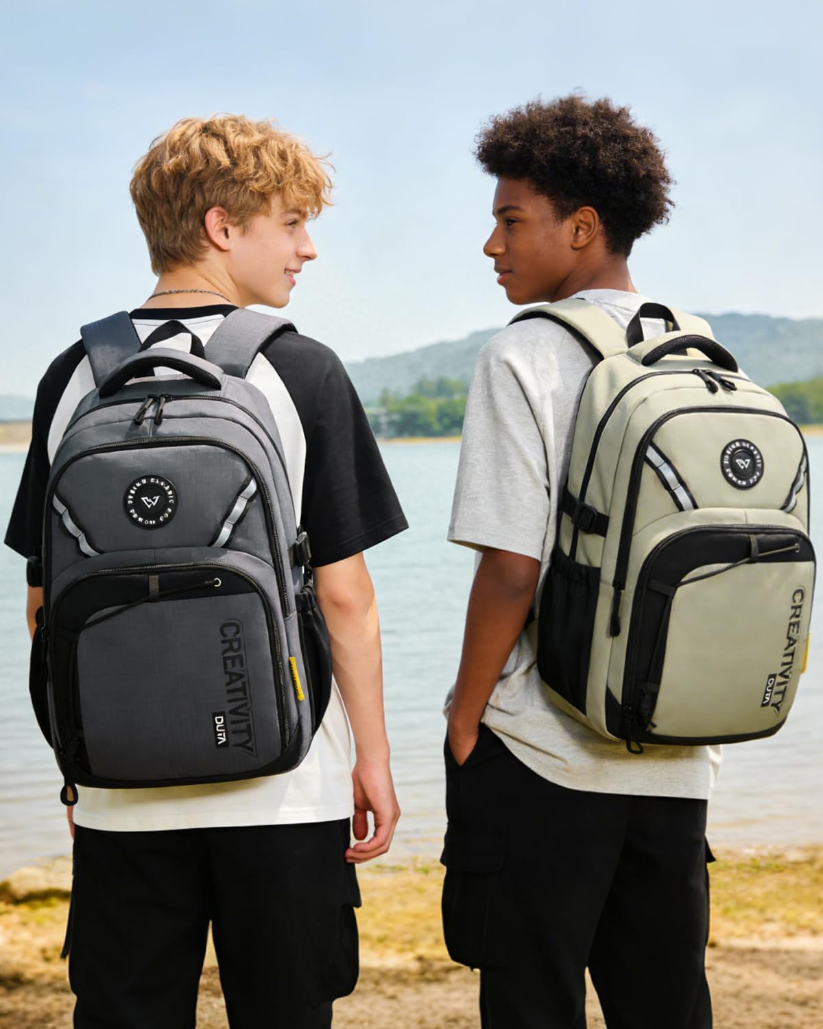 Amythe Mochila Instituto para Adolescentes, Mochilas Escolares para Juveniles 10 a 18 Años con Varios Compartimentos, Mochilas Grande Impermeable para Viagem & Escola, Gris
