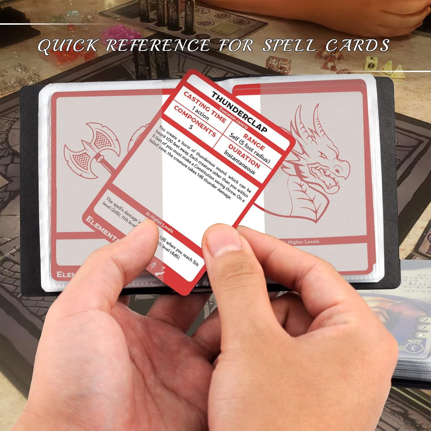 CZYY DND Spellcard Holder Cthulhu Embossed Hard Cover Spellbook Deck Case with 54 Blank Cards Tabletop Gaming Accessories for Dungeons and Dragons, RPG, Card Game (Bronze)