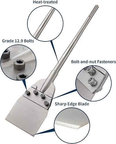 Miniatura 2 de Firecore - Rascador de suelo SDS Max con hoja reemplazable, brocas de cincel de extracción Thinset de 6 pulgadas para taladro de martillo giratorio