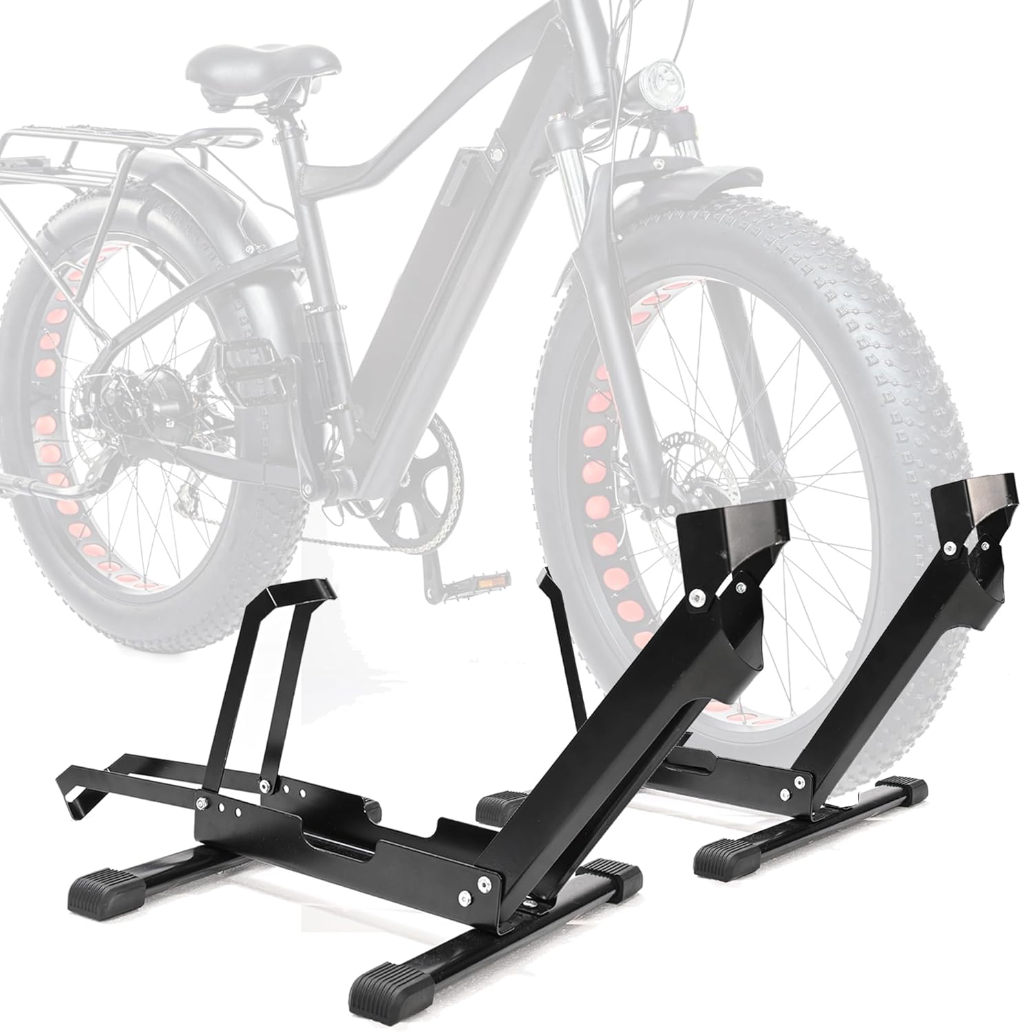 H&ZT Lightweight Bike Floor Stand, 2PCS Portable FreeStand Bike Parking Rack for All Bikes, Mountain Road Fat Tire Bicycles, Apartment Indoor Outdoor Garage Bike Rack Roll-in floor stand