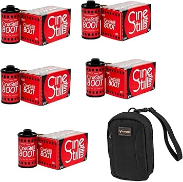 CineStill Xpro C-41 800Tungsten 35mm Color Negative Roll Film, 5-Pack, with Camera Bag