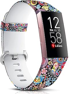 Maledan Compatible with Fitbit Charge 4/Fitbit Charge 3 Bands for Women Men, Soft Fadeless Pattern Band Printed Strap Replacement Accessories Wristbands for Fitbit Charge 4/Charge 3 Fitness Tracker