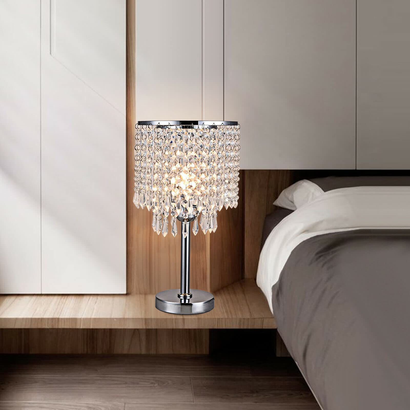 Lámpara de mesa de cristal, lámpara de mesa moderna, lámpara táctil elegante, lámpara de mesita de noche, lámpara de escritorio E27 para salón, dormitorio, comedor