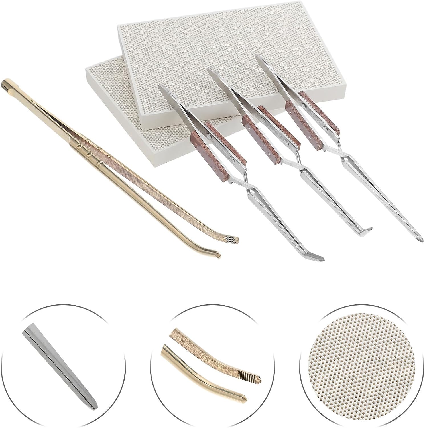 Quartz Honeycomb Firebrick Jewelry Soldering Kit with Copper Tongs