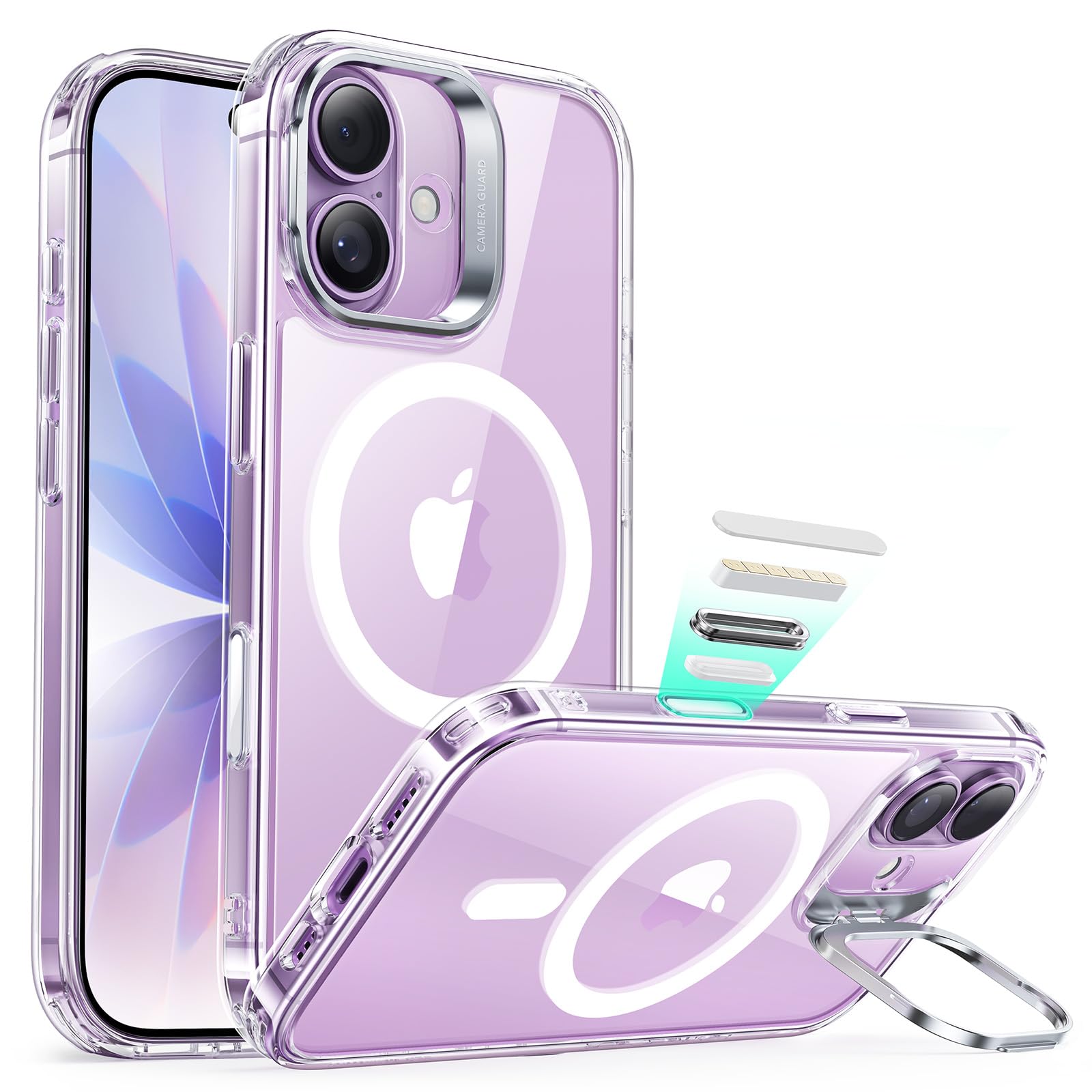 ESR Cover per iPhone 17, Controllo della fotocamera, Compatibile con MagSafe, Supporto integrato, Protezione di livello militare, Retro resistente ai graffi, Serie Classic, Trasparente