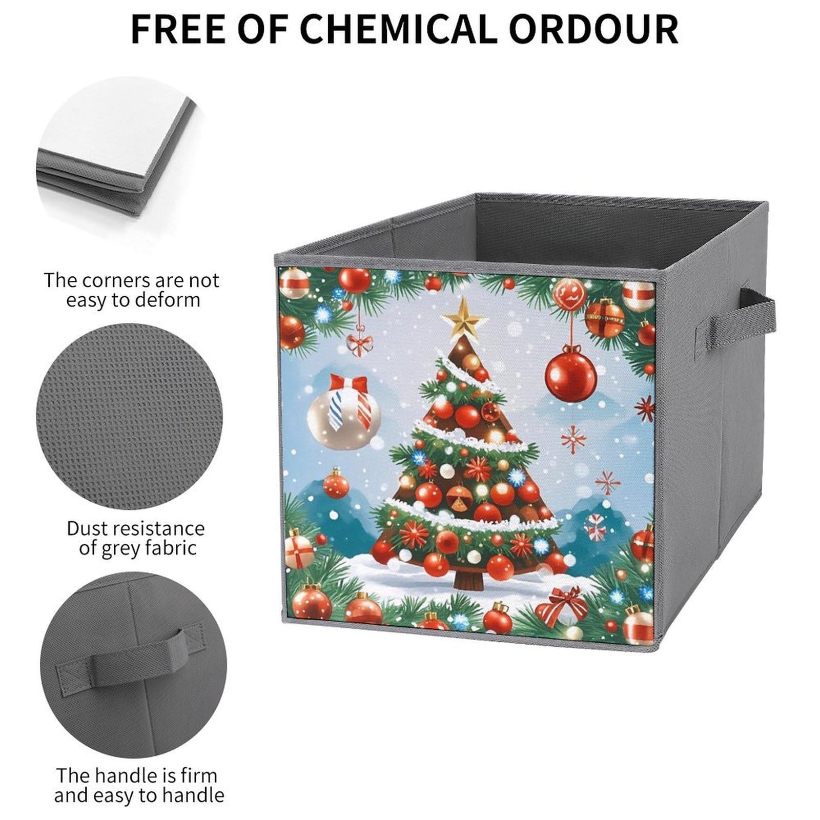 Aufbewahrungskörbe für Weihnachtsbaum, faltbar, dekorative Stoff-Aufbewahrungskörbe für die Organisation von Heimorganisatoren mit Griffen, große Stoff-Aufbewahrungskörbe für Regale für