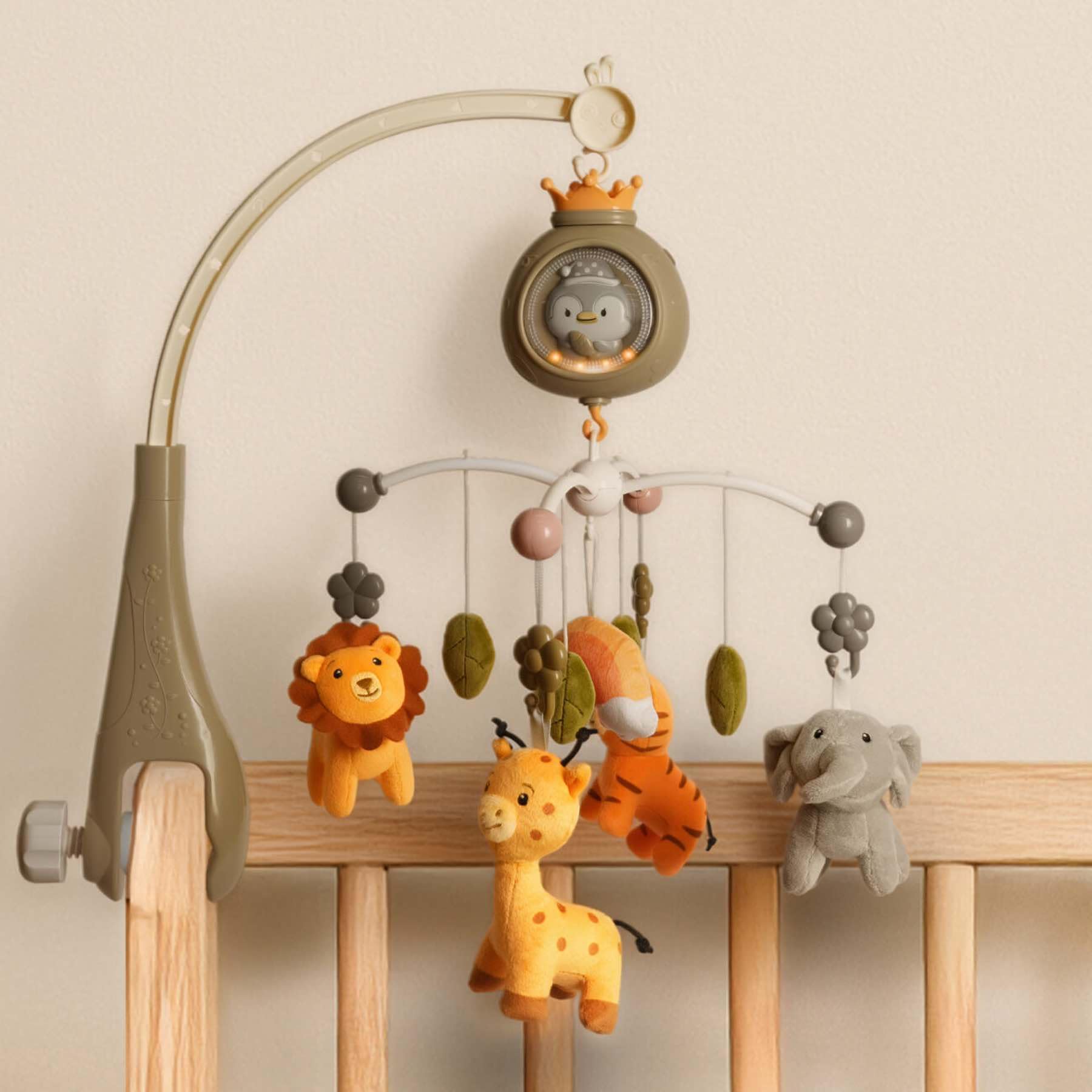 Bo Jungle | Musikalisches Baby Mobile mit Projektor Nachtlicht Weiß Tropicana - 33 x 26 cm