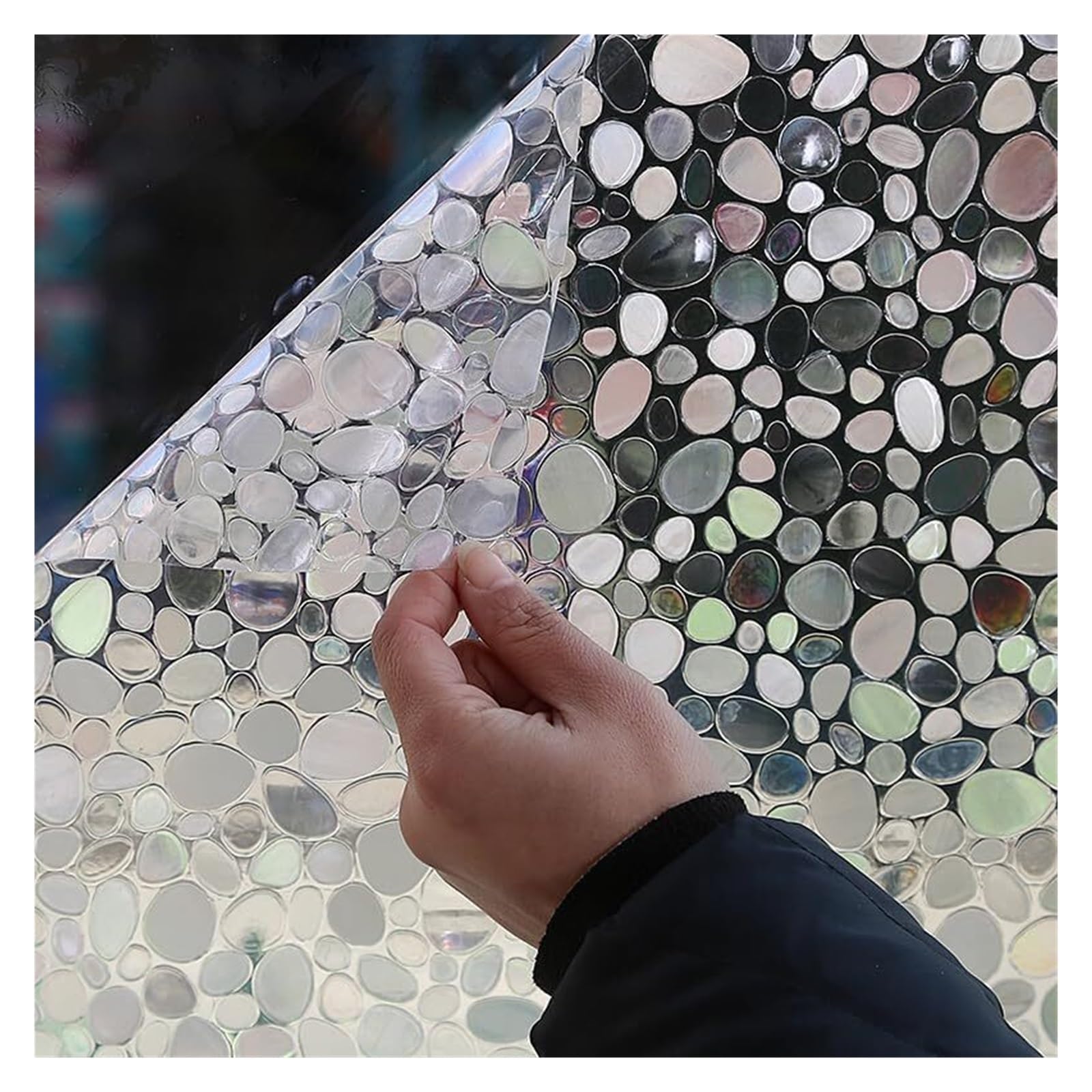 window film， White Pebbles Privacy for Glass Windows Frosted Window Bathroom Film(50x200cm)