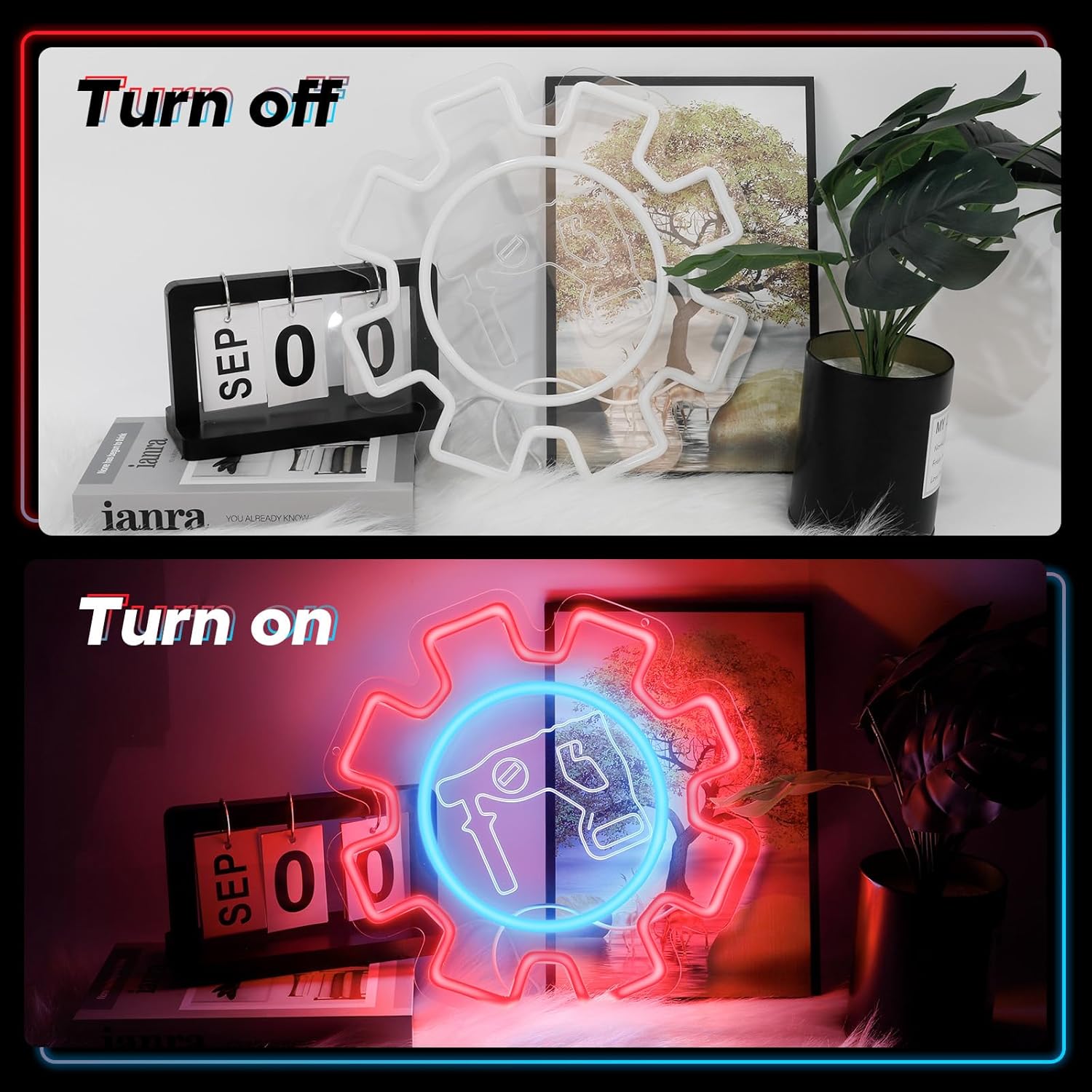 Hammer Drill Neon Sign for Wall Decor Garage LED Light Dimmable Neon Sign Man Cave Garage Auto Repair Workshop USB Powered Art Signs Christmas Gifts