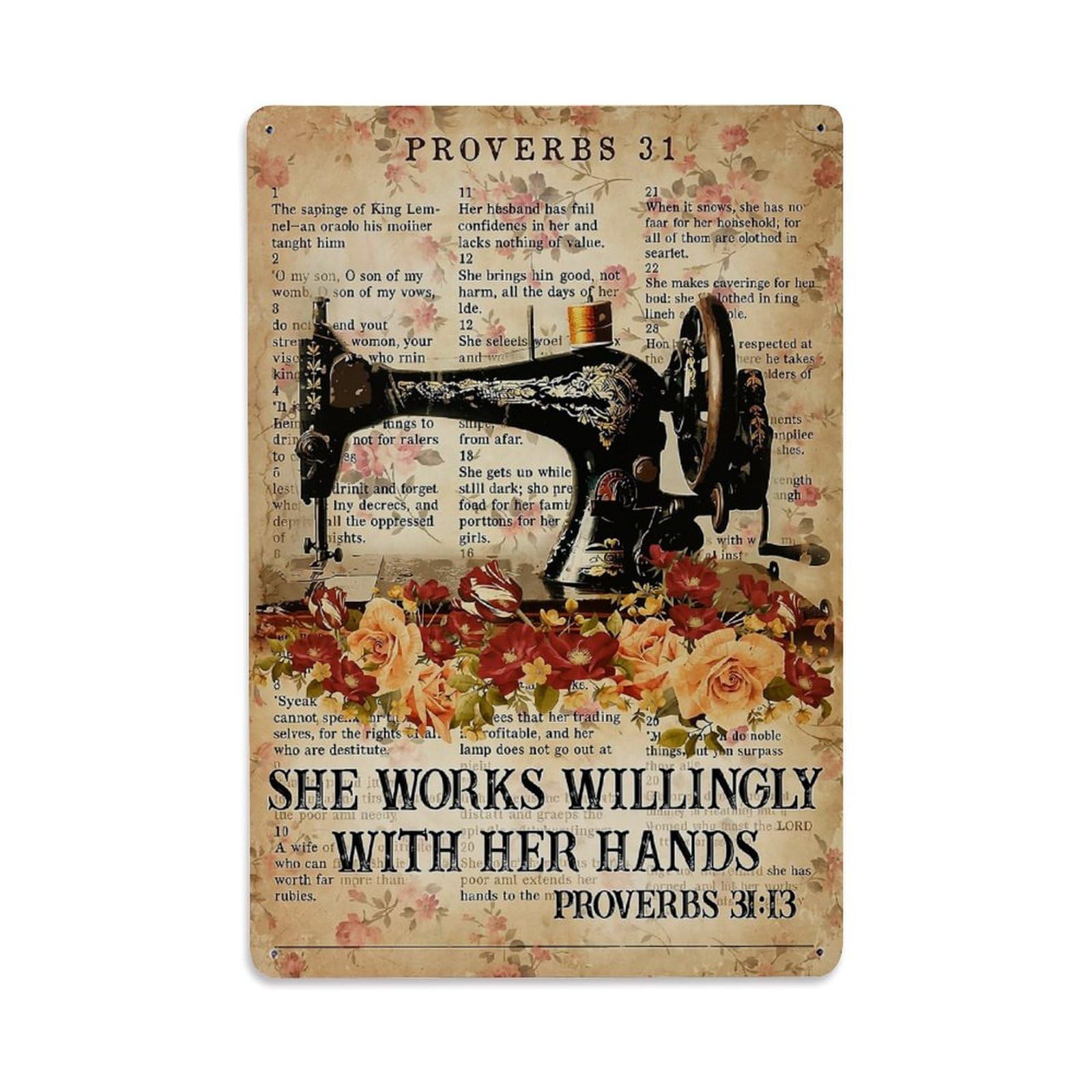 Jdfenggu Vintage Proverbs Thirty One Verse Thirteen Retro Metal Tin Sign, Metal Poster For Bar, Home, Man Cave, Kitchen, Laundry Room Art Decor 8X12 Inch