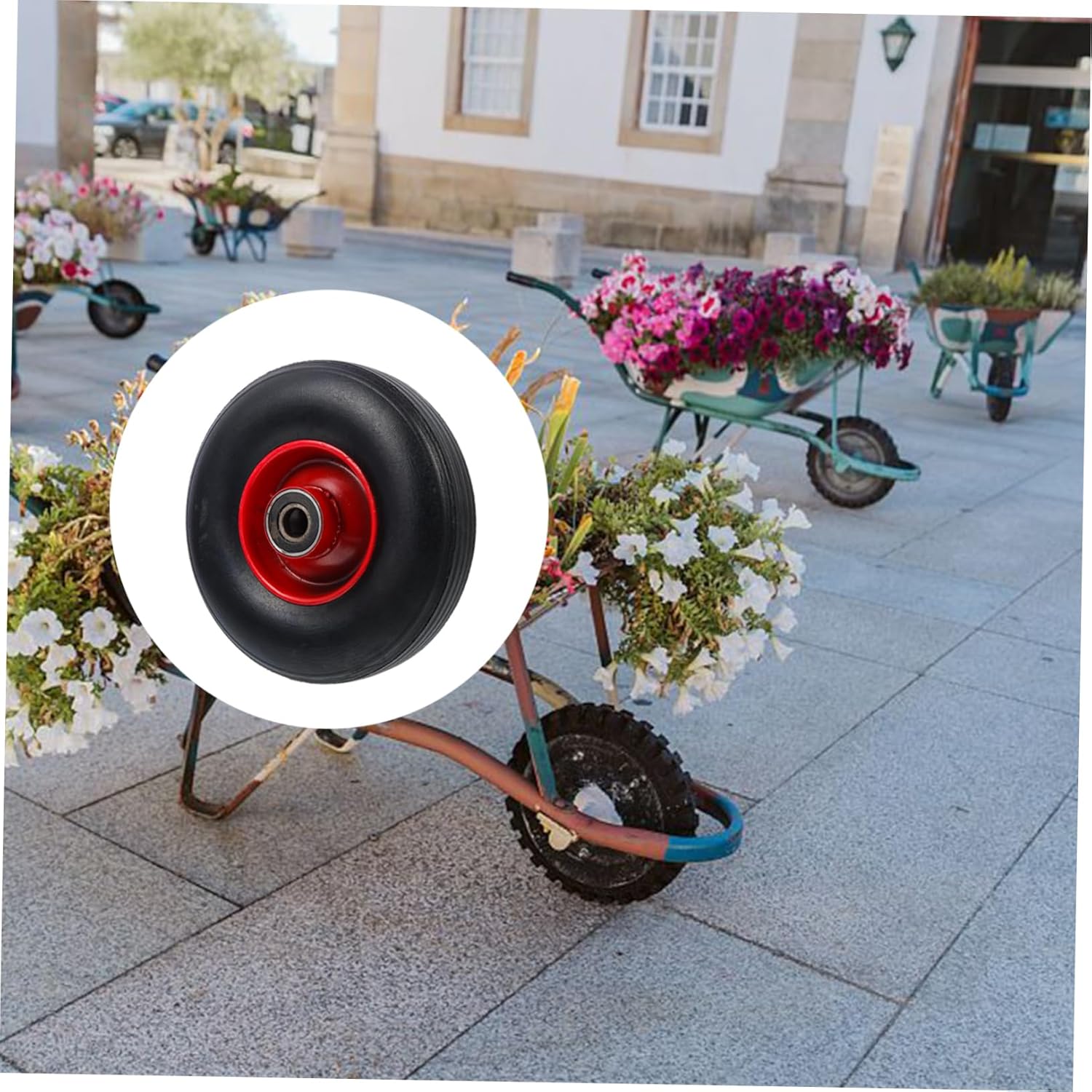 Boy Girl's Garden Cart Solid Rubber Tire Replacement Non-Pneumatic Silent Wheels for Garden Carts and Unicycles and Easy to Install