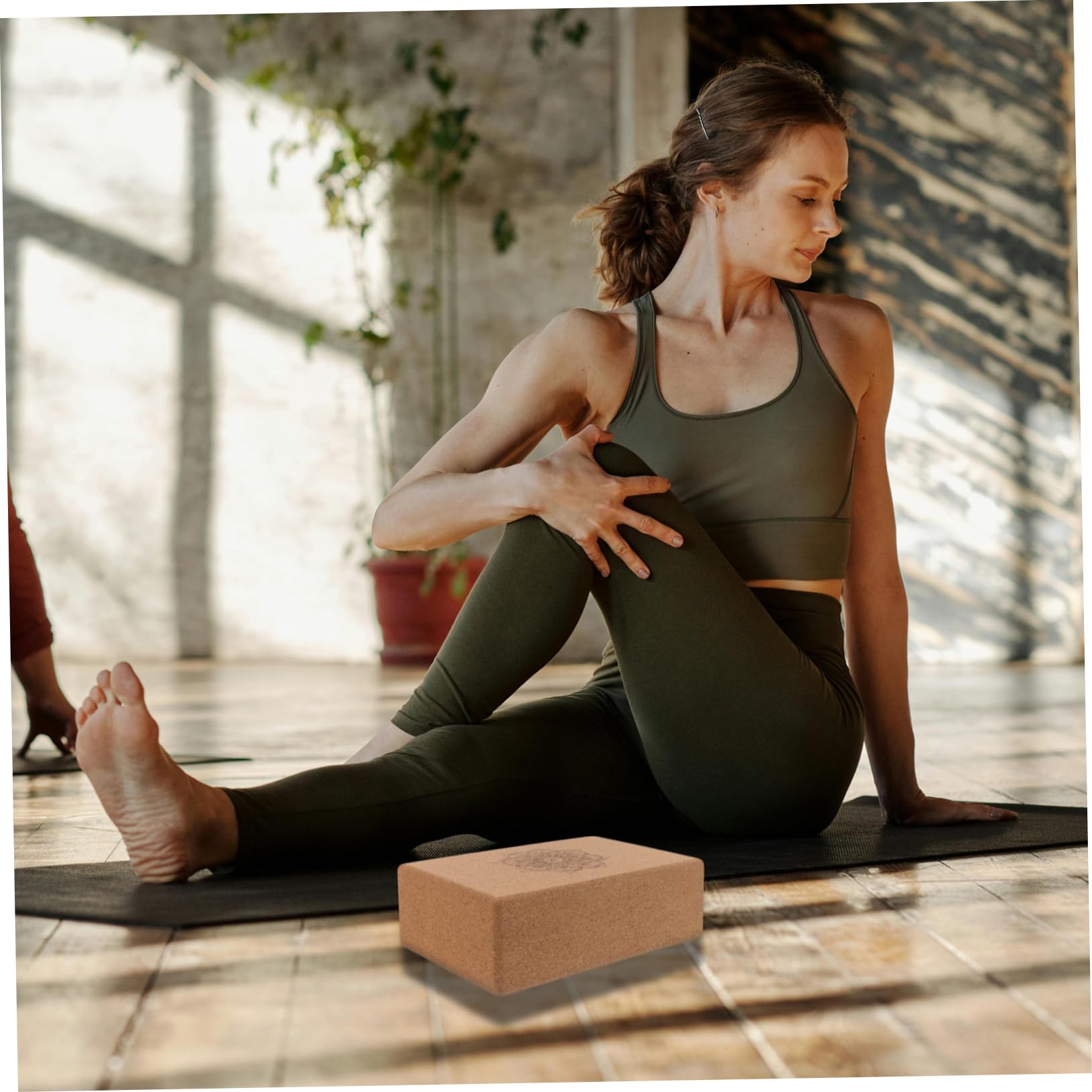 HEMOTON Yoga Liège Densité Accessoire Yoga Portable avec Mandala pour Renforcement Musculaire Flexibilité