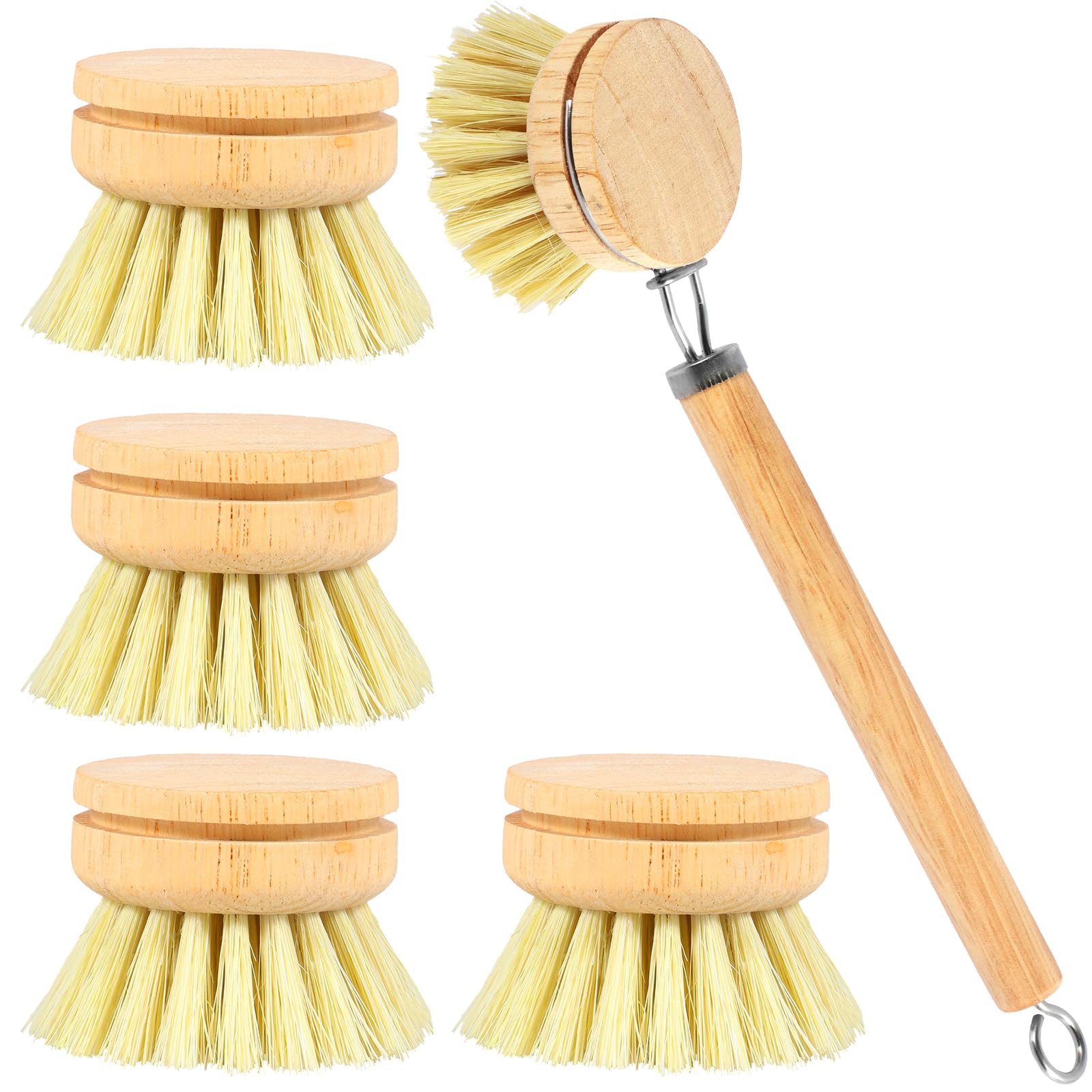 Lot De 2 Brosses À Récurer En Bambou Avec 2 Supports De