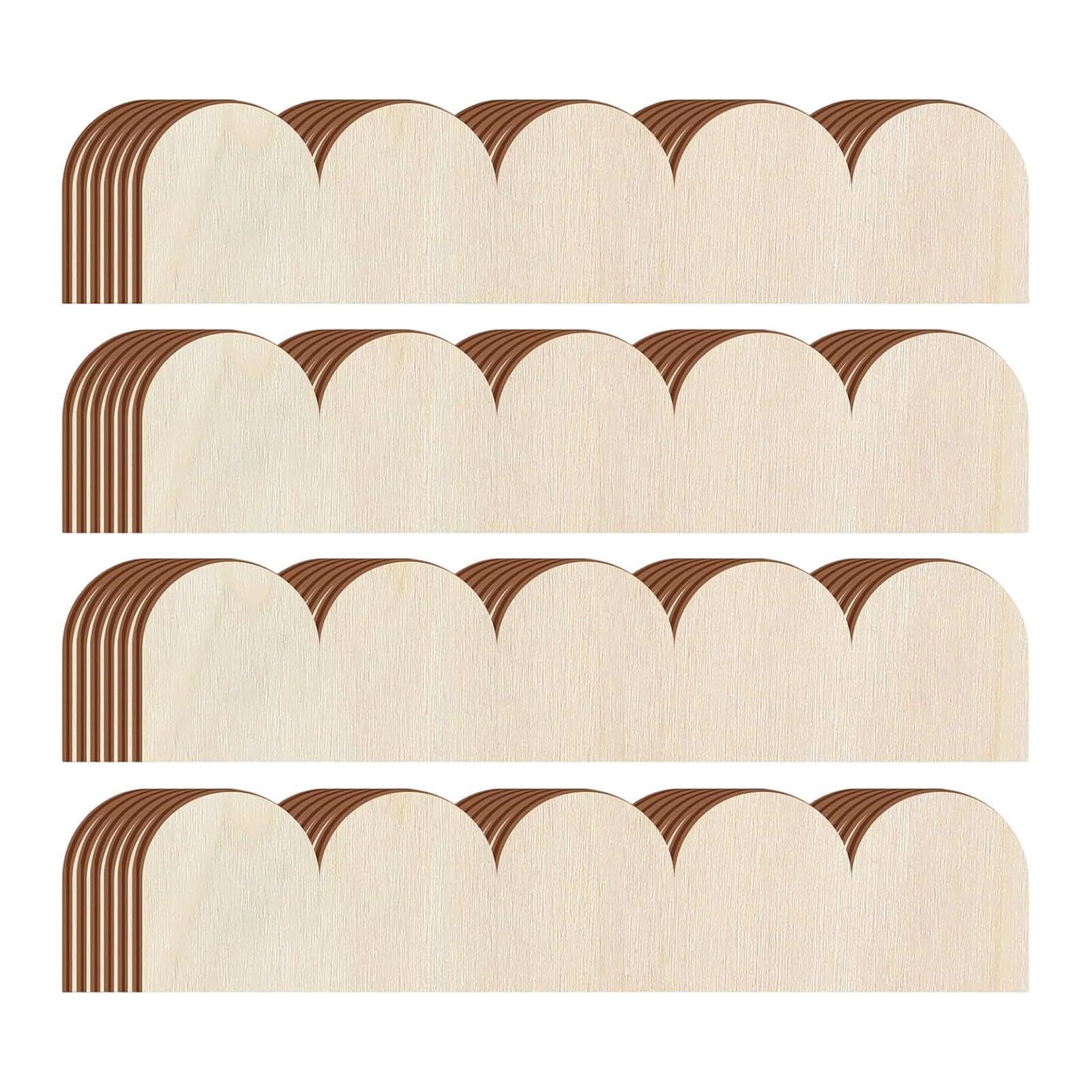 Bordures festonnées en bois brut lot de 24 pour décoration de Noël