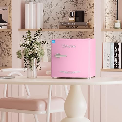 Miniatura 8 de Upstreman Mini refrigerador retro de 1.7 pies cúbicos, bajo ruido, ahorro de energía, termostato ajustable, una sola puerta, abrebotellas lateral,