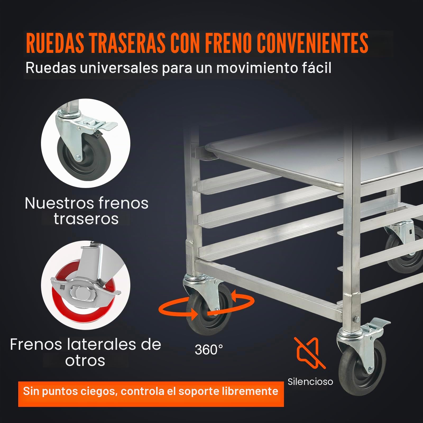 VEVOR Carro para bandejas de pan de 20 niveles, estante de panadería comercial con ruedas de freno, carro de almacenamiento de aluminio para bandejas completas de media hoja, equipo para hornear pan