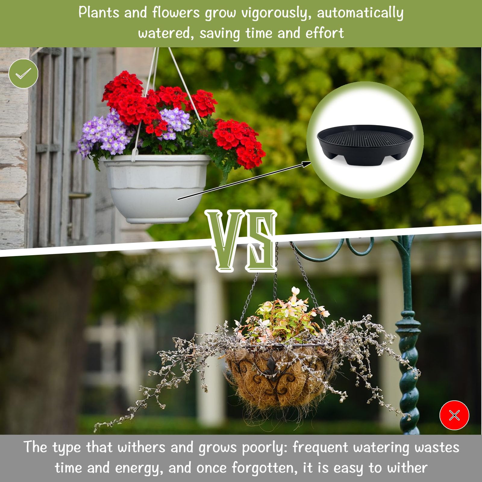 Amazon.com : 7.16 Self Watering Planter Insert, 10 Pack Invisible Hanging  Basket Drip Pan Hanging Basket Planter Plant Auto Watering Devices Plastic  Water Catcher Saucer Tray for Outdoor Indoor Pots Liners :