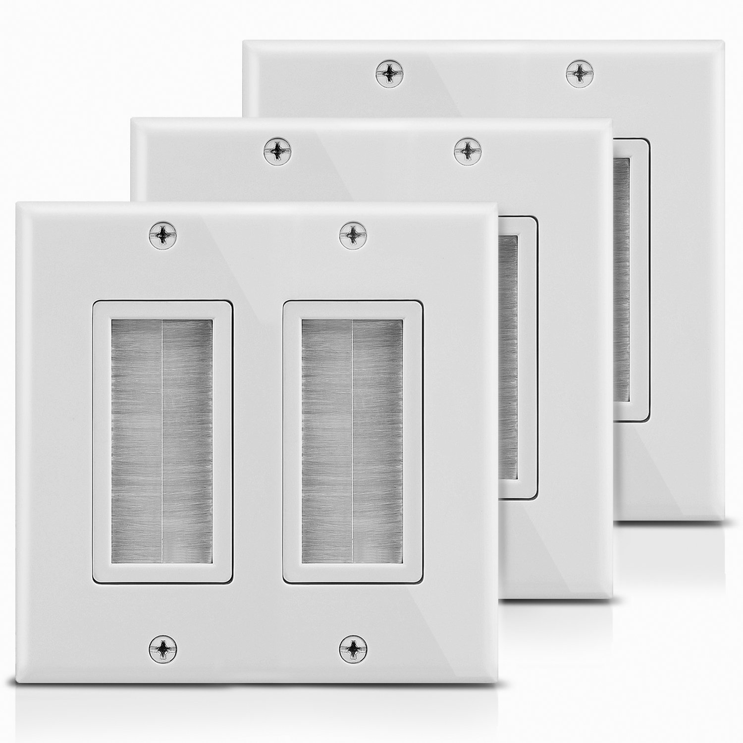 Amazon.com: Fosmon 2-Gang Wall Plate, Brush Style Opening