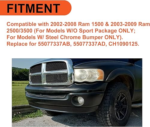 Miniatura 2 de ECOTRIC Represas deflectoras de aire para parachoques delantero inferior compatibles con Dodge Ram 1500 2002-2008 y Ram 2500 3500 2003-2009 de