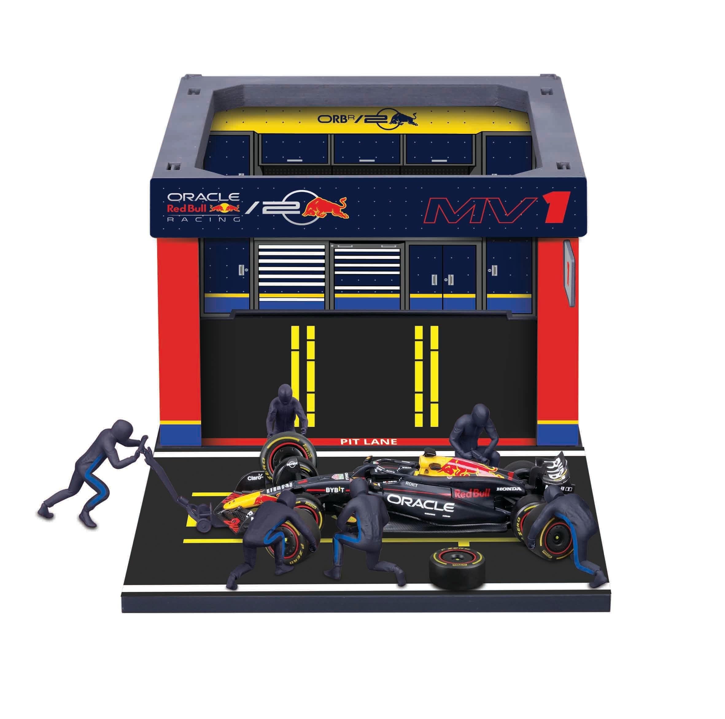 Diorama Garagem de Pit-Stop Oracle Red Bull Racing RB20 - Max Diorama Garagem de Pit-Stop Oracle Red Bull Racing RB20 - Max
