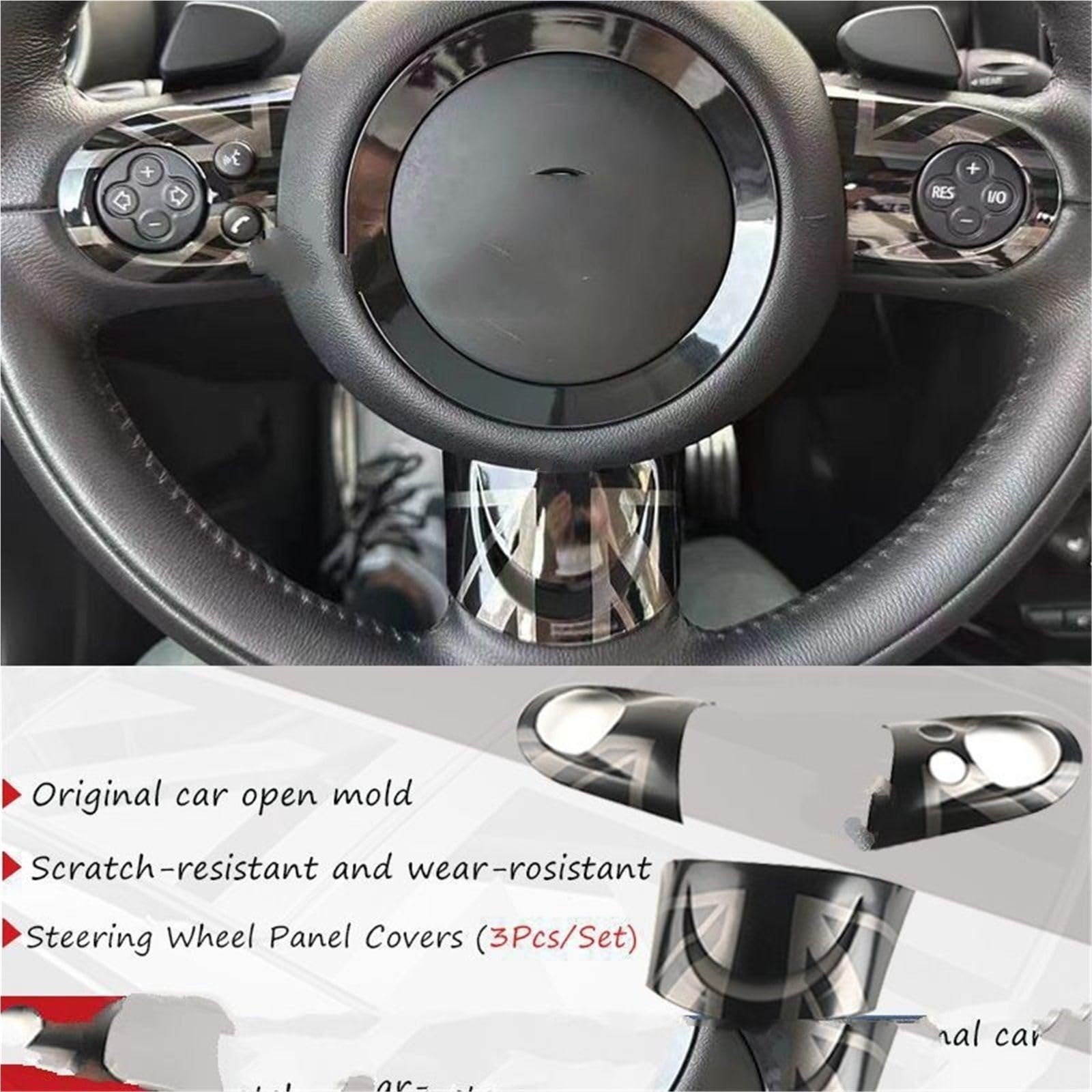 Dla MINI COOPER R55 R56 R57 R58 R59 R60 R61 Panel kierownicy przycisk naklejka naklejka na pokrywę Case akcesoria wewnętrzne(Black)