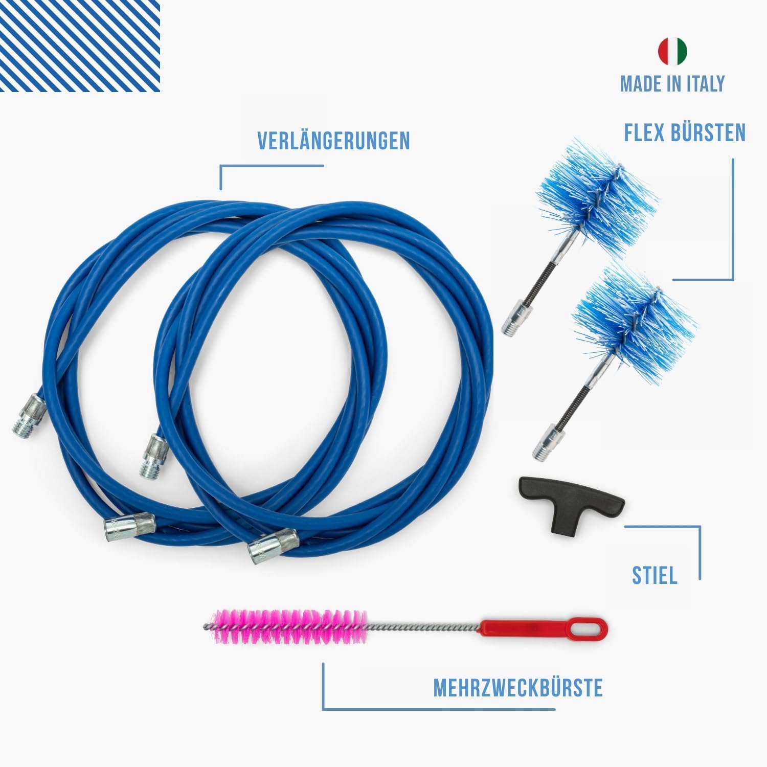 BARETTO Flex Reinigungsset Pelletofen Schornstein 6 Meter Ø 80-100 mm