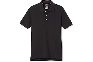 Boys' Black Short Sleeve Pique Polo Uniform Shirts