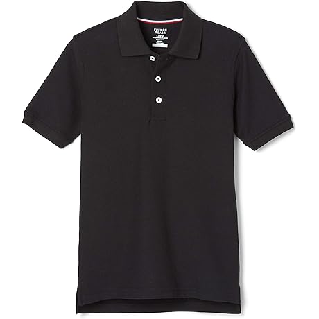 Boys' Black Short Sleeve Pique Polo Uniform Shirts