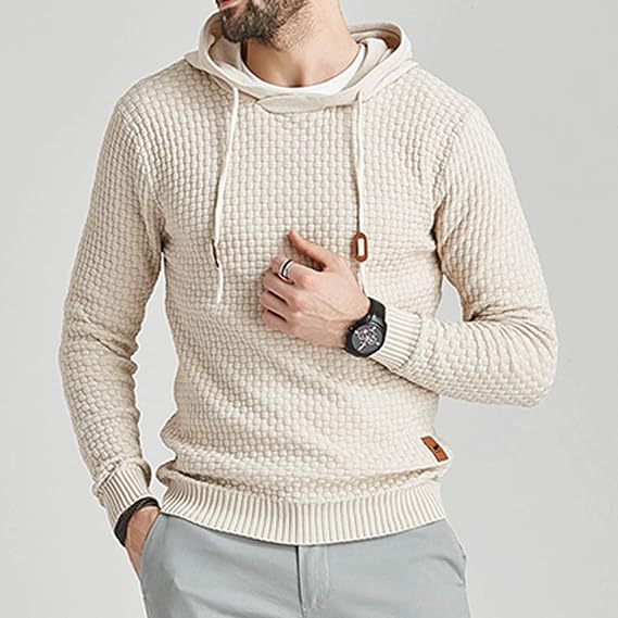 Muscularfit Hoodies for Men Pullover Ribbed Knit Casual Long Sleeve Pullover Hooded Slim Fit Solid Sport Crewneck Sweatshirts