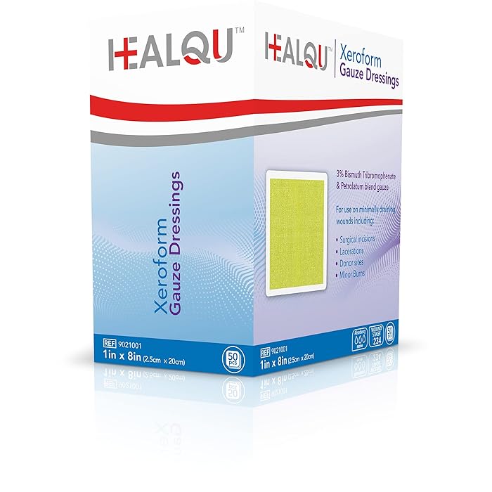 Buy HEALQU Xeroform Petrolatum Gauze Dressing, 1” x 8”, 50Count Non