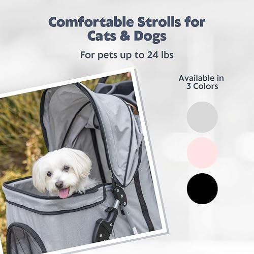 Miniatura 2 de Trixie Cochecito para mascotas para perros y gatos pequeños Transportador plegable con ventanas de malla, correas de seguridad dobles y cojín