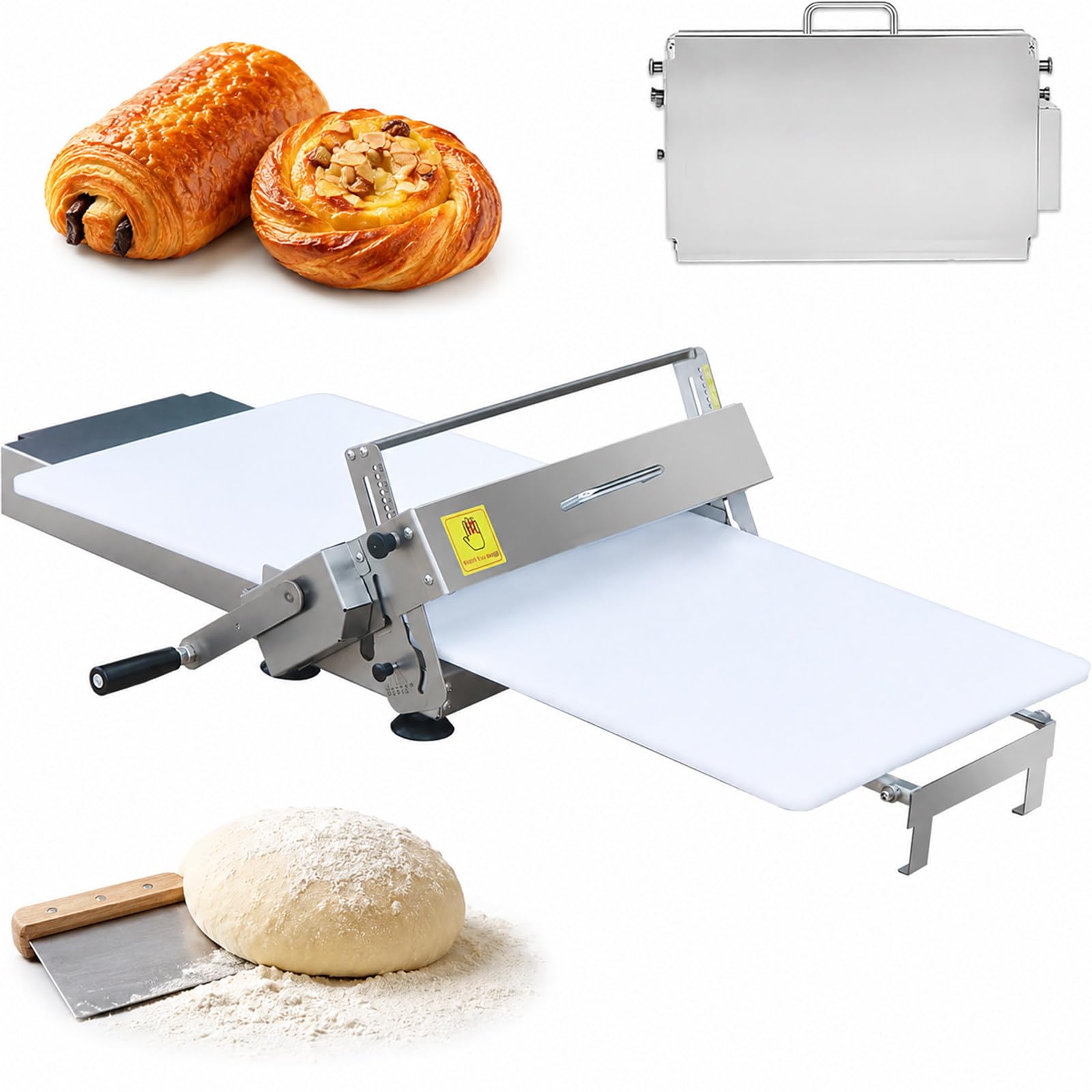MASTLOUFUL Foldable Dough Sheeter Machine, Compact Pastry Roller for Home Baking and Small Bakery Prep