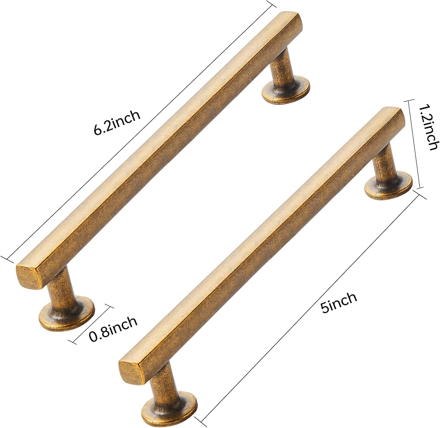 5 inch (128mm) 10 Pack Antique Brass Cabinet pulls Solid Heavy-Duty Handles Hardware for Kitchen Badroom Drawer Square Pulls Cupboard Cabinets