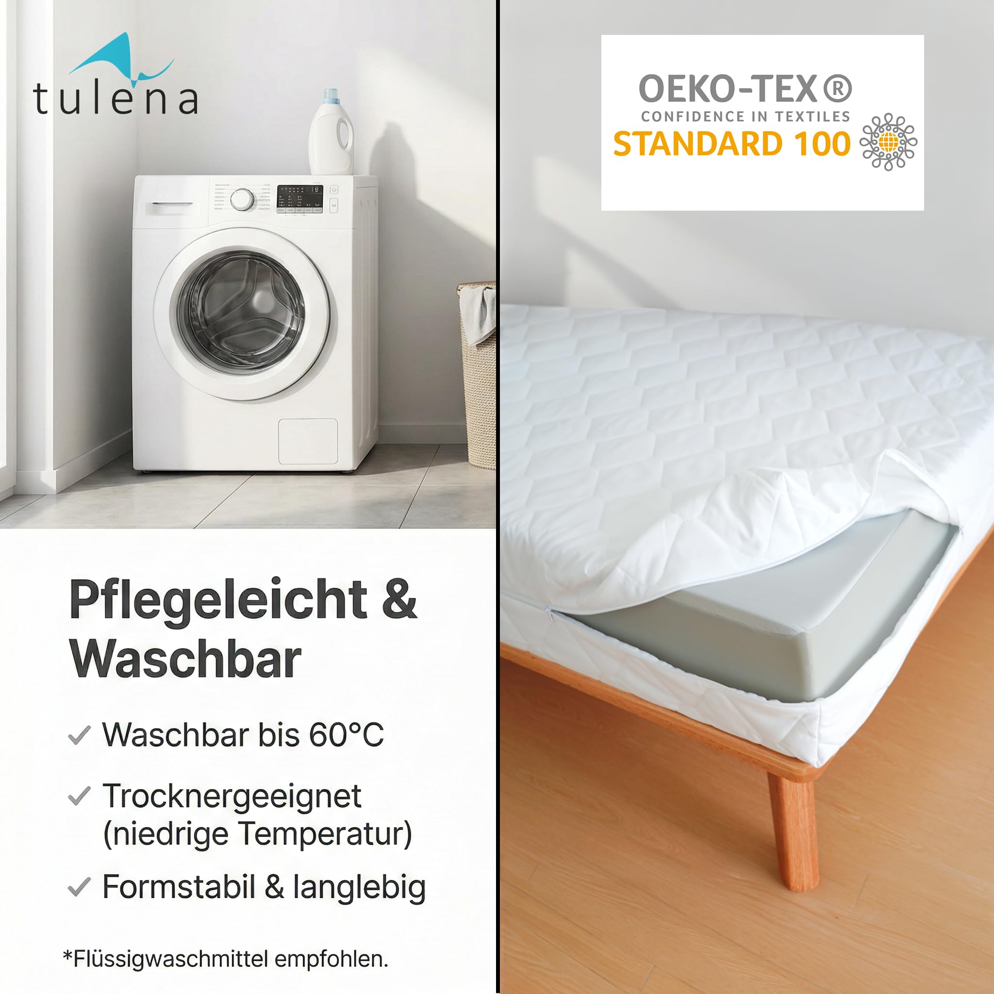 TULENA Matratzenbezug 90x200 cm Matratzenschoner mit Reißverschluss | angenehm weich, gut verarbeitet | als Ersatz Bezug | beide Seiten versteppt Doppeltuch