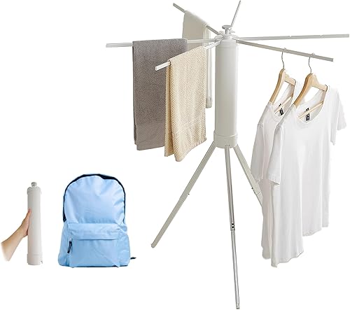 Miniatura 17 de JOOM Estante de secado de ropa con trípode, estante portátil y plegable para ahorrar espacio, estante de secado de ropa, ropa plegable, balcón