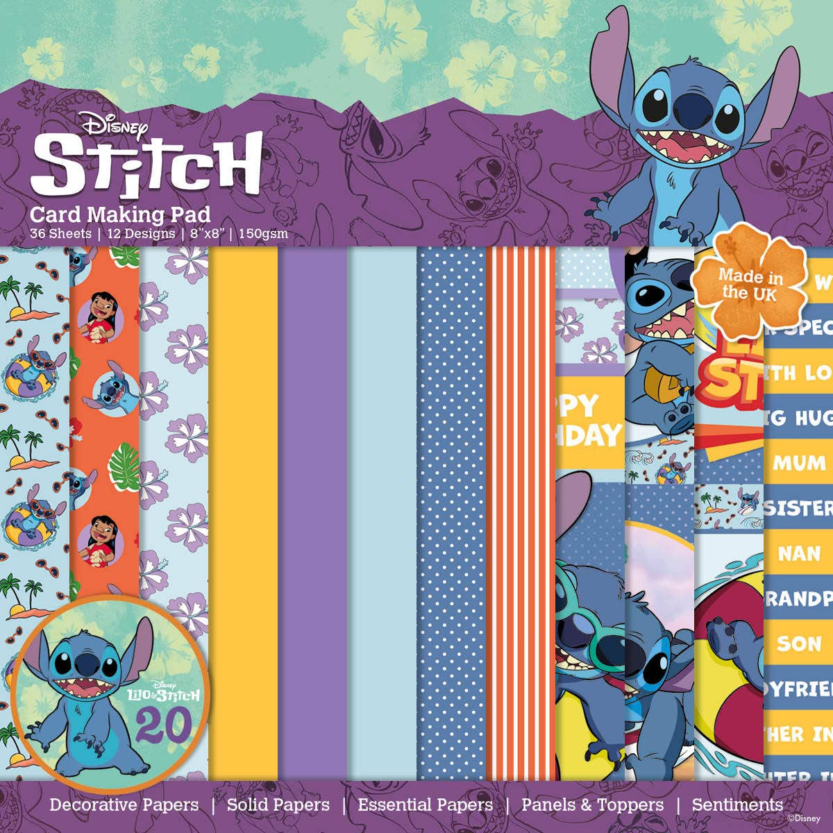 Lilo & Stitch - Card Making Pad, Multicoloured, 8 x 8 inches (DYP0014)