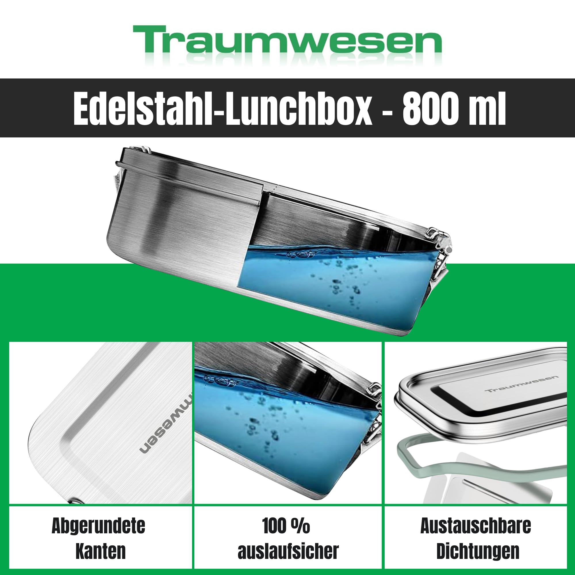 Sattvaa Boîte à lunch et boîte à sandwich en acier inoxydable Eco