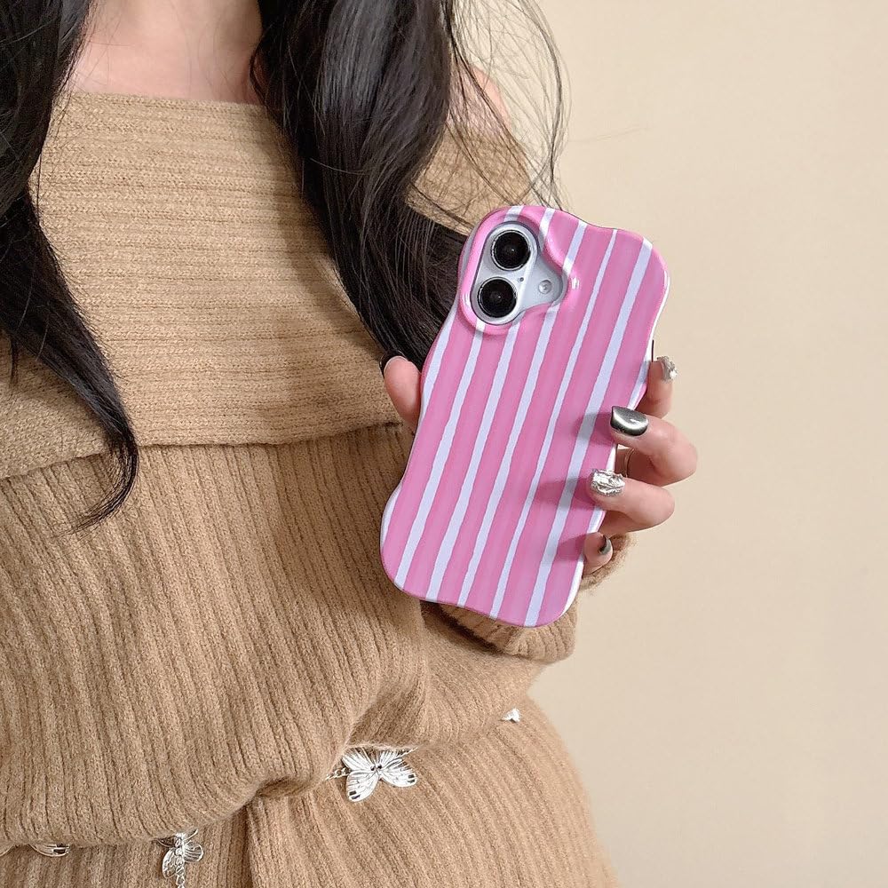 Modne etui 2 w 1 z błyszczącymi paskami na iPhone'a 13 14 15 16 Pro Max, z falowanymi krawędziami, wygodne w dotyku, twarde, smukłe, kolorowe, do iPhone'a 14