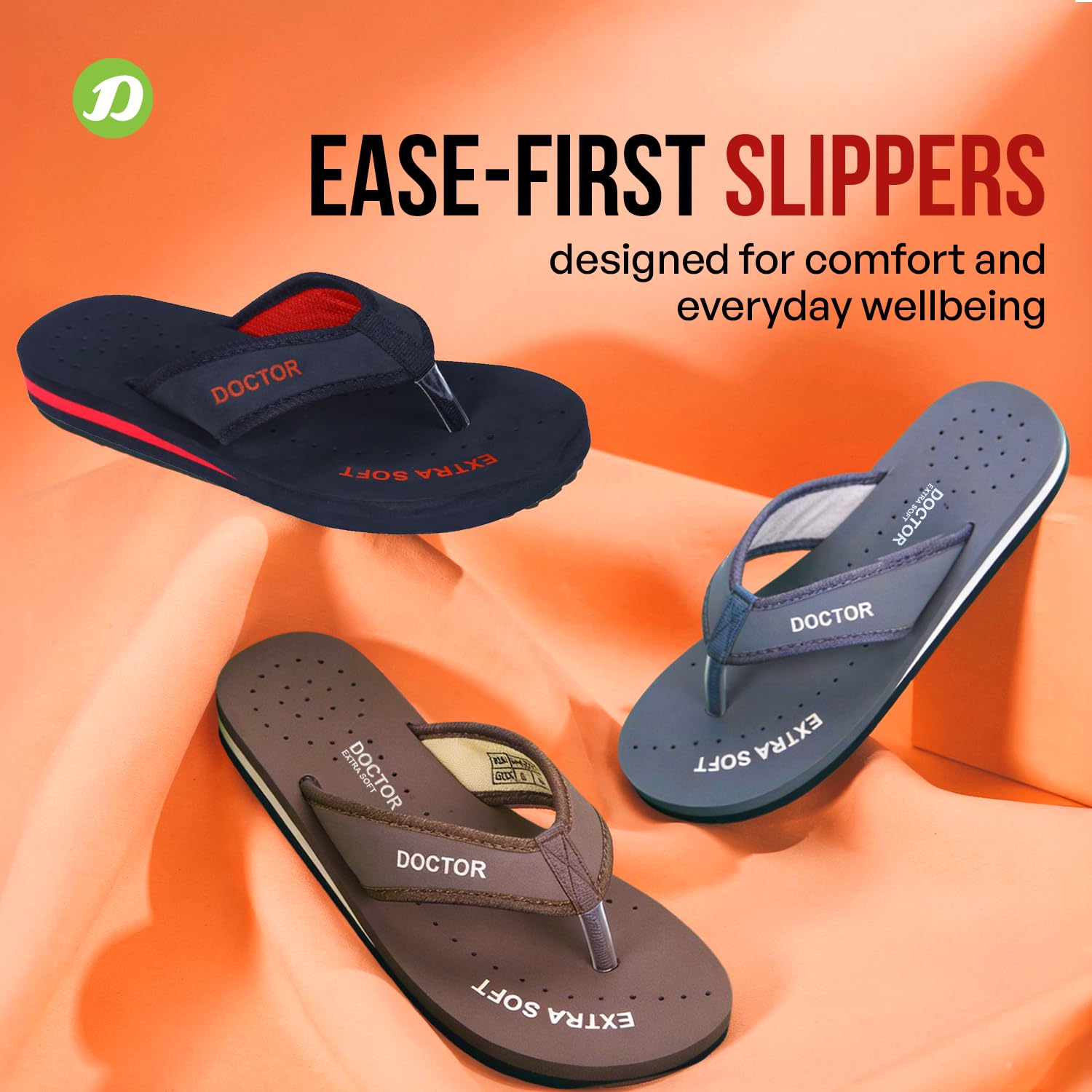 DOCTOR EXTRA SOFT Doctor Slippers for Women Orthopedic Diabetic Pregnancy Non Slip Lightweight Comfortable Flat Casual Stylish Dr Chappals and House Flip flops For Ladies and Girl’s D-22-Bk-Red-5 UK 4