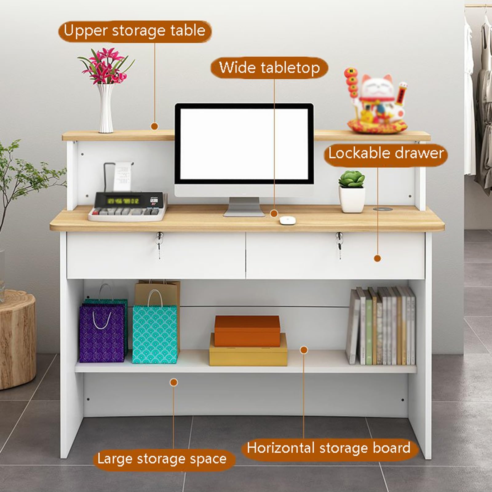 Cassettiera con serratura per hall e saloni - Elegante Banco Cassa con chiave Elegante mobile per spazi professionali Design moderno per una migliore esperienza del cliente.