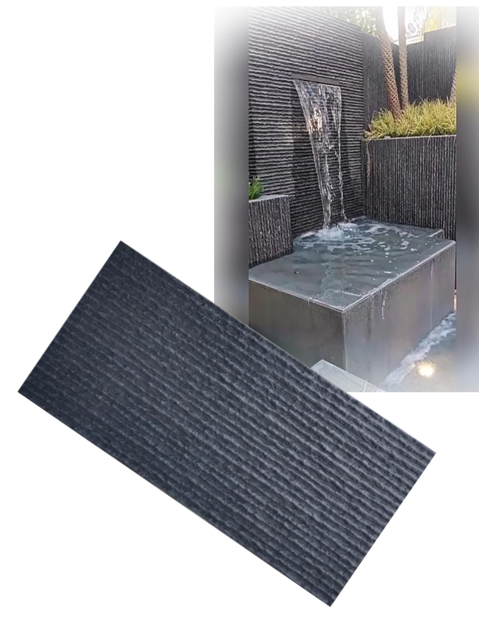 Panel de pared de cascada de poliuretano, decoración de interior de piedra sintética, for decoración de pared interior/exterior, agua de fácil instalación.(Mineral Gray,120X60cm/8pcs)