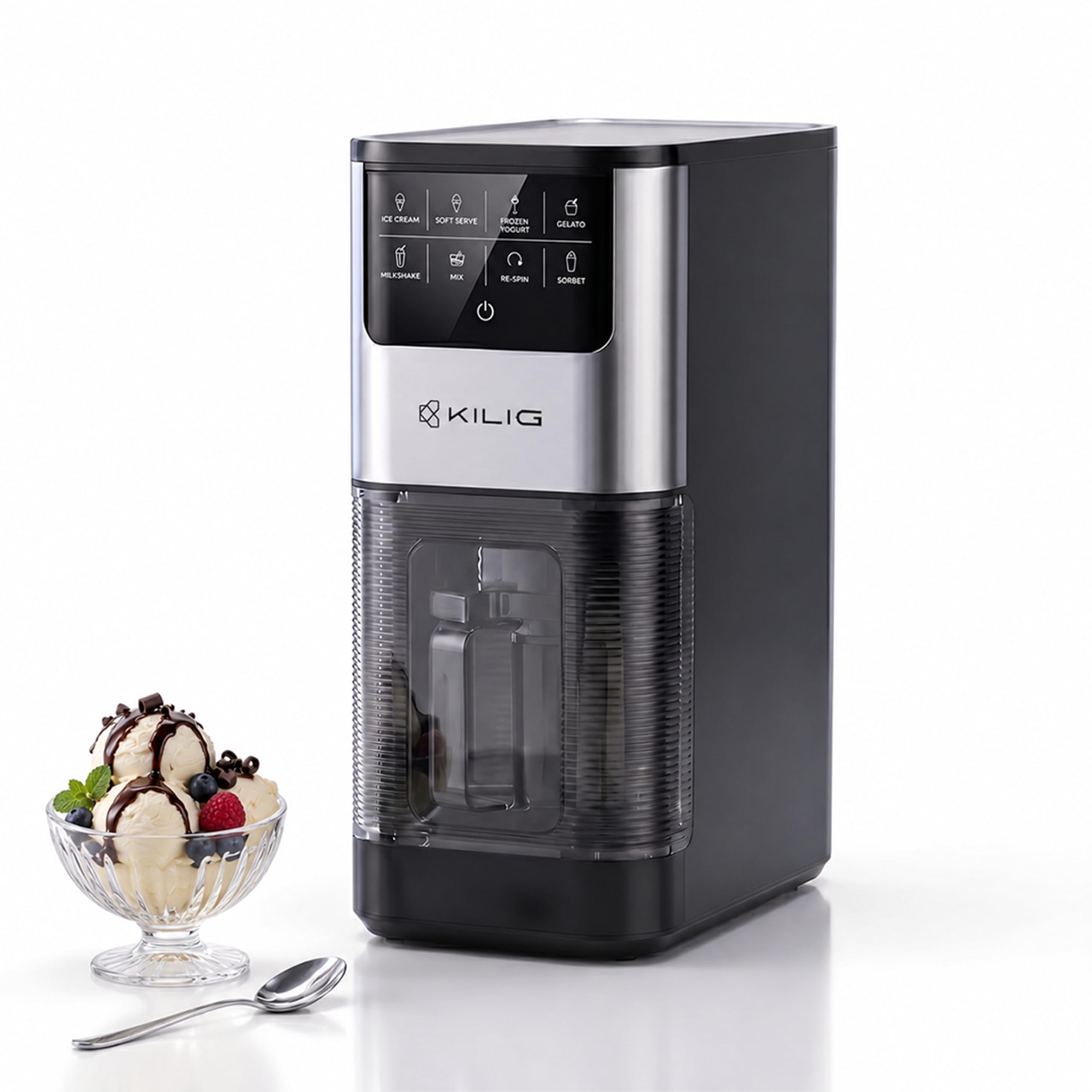 Kilig Dolce Ice Cream Maker for Home, Ice Cream, Gelato, Sorbet, Frozen Yogurt, Milkshake & Soft Serve, Freeze and Spin System, 2 to 4 Min cycle time-image-7