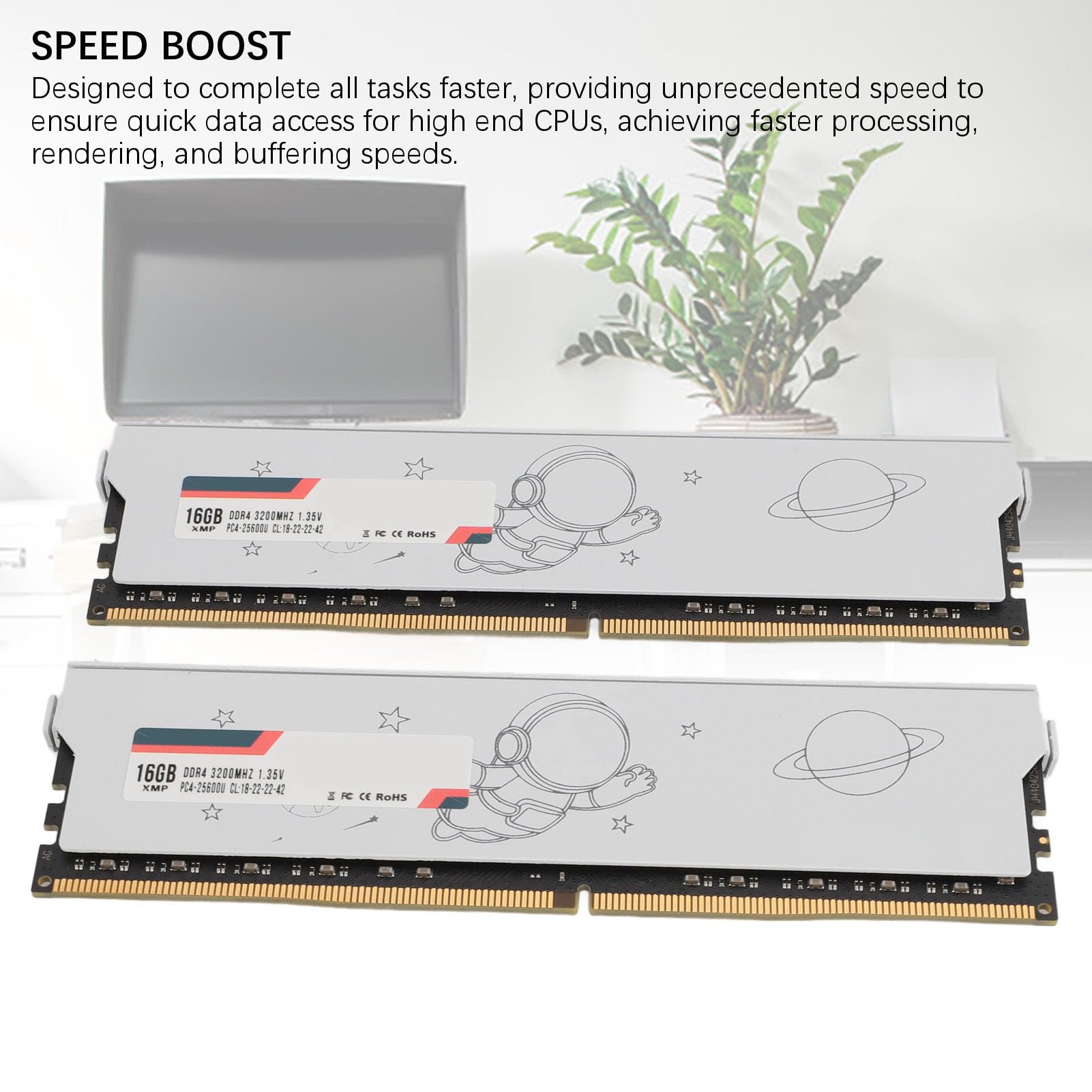 Chiyyak Modulo di Memoria Ad Alta velocità DDR4 RAM XMP per PC da Gioco Desktop 2 unità PCB in Metallo 25600 28800 Larghezza di Banda (DDR4 3200 MHz 32 GB (2x16 GB))