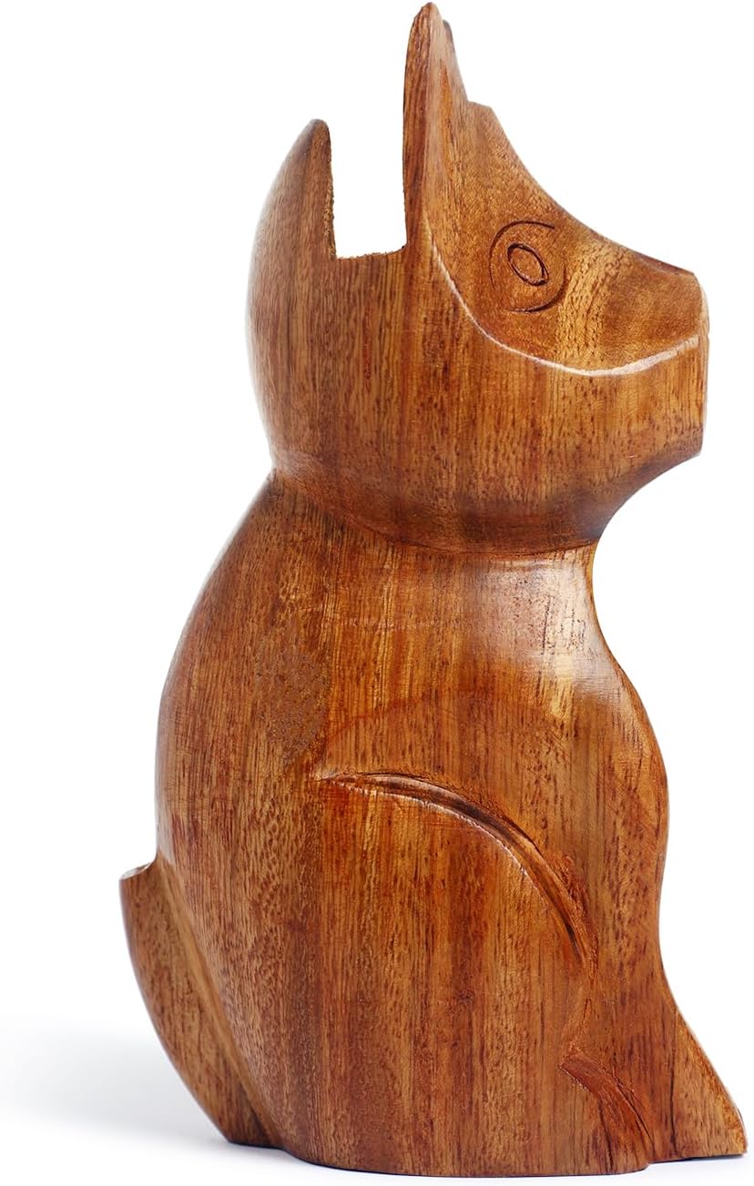 Hand Carved Solid Wood Cat Shaped Eyeglass Spectacle Holder, Display Stand for Optical or Sun Glasses Accessories, Wooden Eyeglass Holder Stand for Desk, Office, Bedside Tabletop