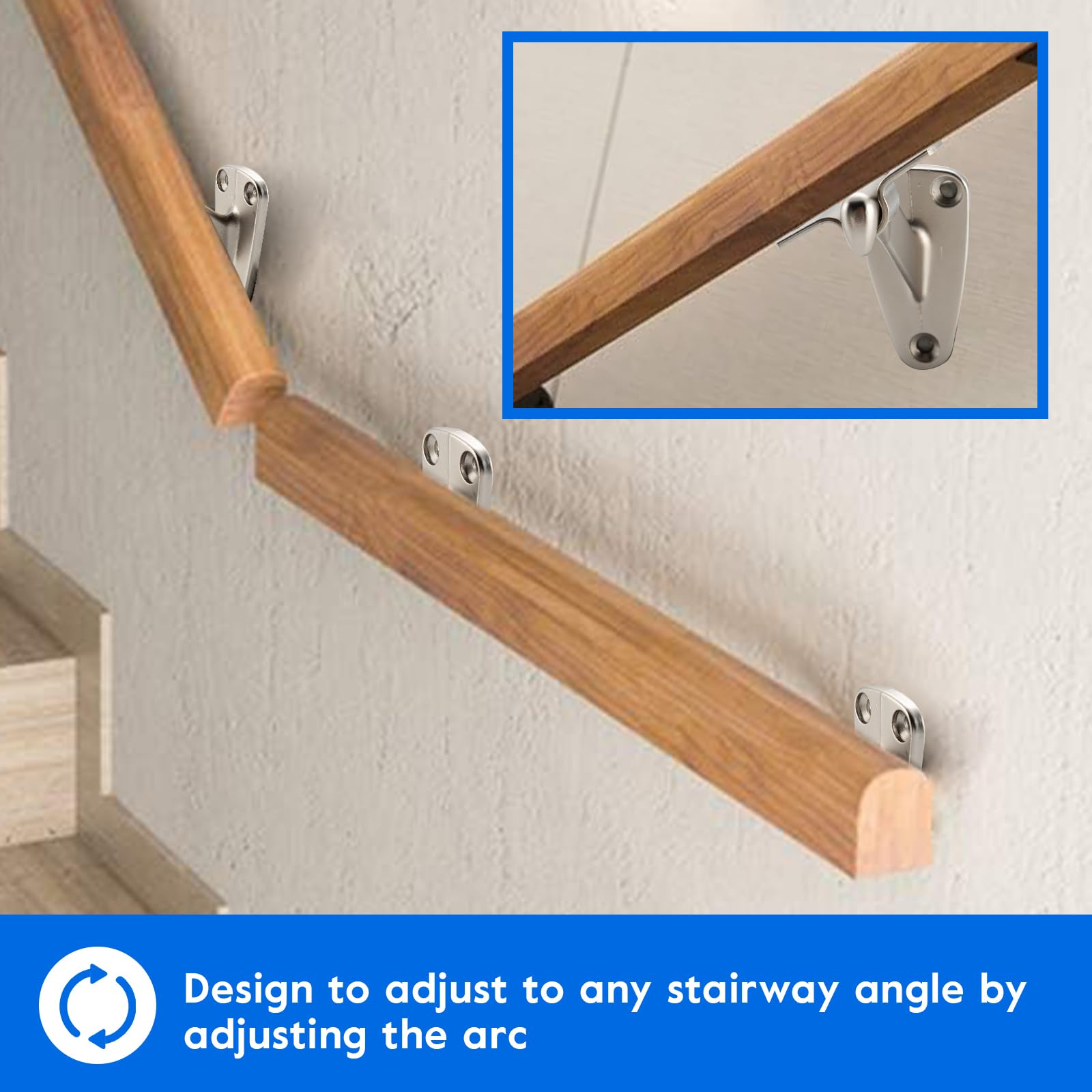Support Point Stair Railing Snapklik.com : Handrail Stair Brackets, 6-Pack Heavy Duty Staircase ...